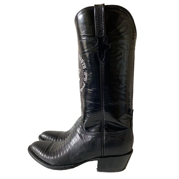 Lucchese Exotic Lizard Boots Mens 9.5 B Black Embroidered Black Tie & Boots Ball - Picture 4 of 16